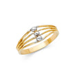 14K Two-Tone Gold Triple-Row Beaded Ring