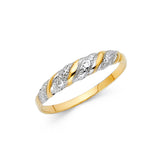 14K Two-Tone Gold Diamond-Cut Band Ring