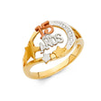 14K Tri-Color Gold Quinceañera 15 Años Star Ring