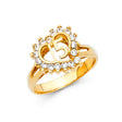 14K Yellow Gold Quinceañera 15 Heart Halo Ring