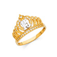 14K Two-Tone Gold 15 Años Crown Ring