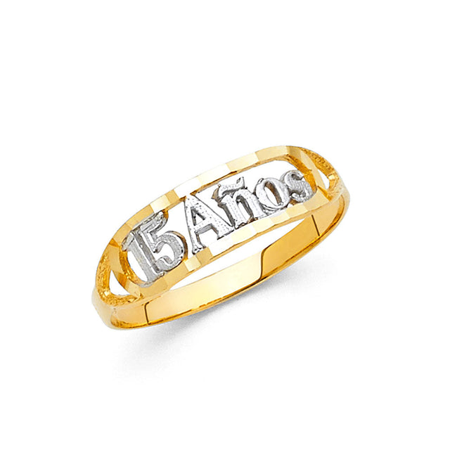 14K Two-Tone Gold 15 Años Openwork Ring