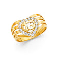14K Yellow Gold Sweet 16 Heart Halo Ring