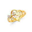 14K Yellow Gold Sweet 16 Heart Ring