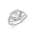 14K White Gold 16 Años Heart Ring