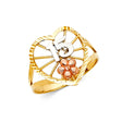 14K Tri-Color Gold Quinceañera 15 Años Open Heart Ring