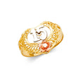 14K Tri-Color Gold Quinceañera 15 Años Filigree Ring
