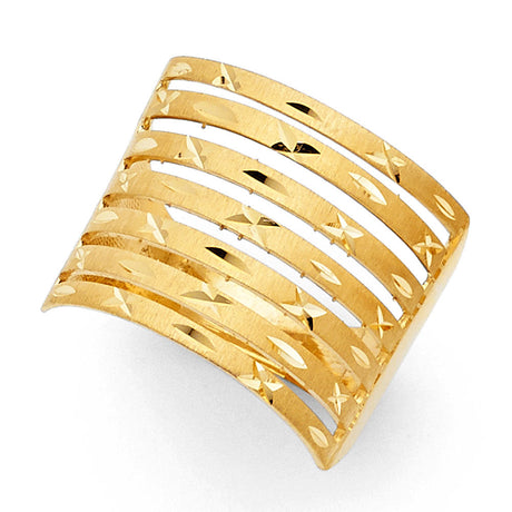 14K Yellow Gold Open Wire Band Ring on White Background