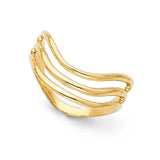 14K Yellow Gold Wave Band Ring on White Background