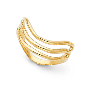 14K Yellow Gold Wave Band Ring on White Background