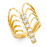 14K Yellow Gold Spray Statement Ring on White Background