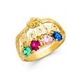 14K Yellow Gold Madre Script Nameplate Ring on White Background