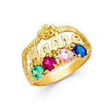 14K Yellow Gold Madre Script Nameplate Ring on White Background