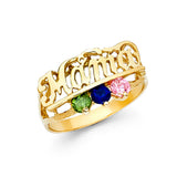 14K Yellow Gold Mamita Nameplate Ring on White Background