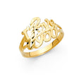 14K Yellow Gold I Love You Ring on White Background