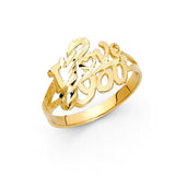 14K Yellow Gold I Love You Ring on White Background