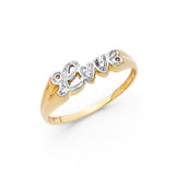 14K Two-Tone Gold Script Love Ring