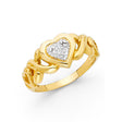 14K Two-Tone Gold Pave Heart Ring