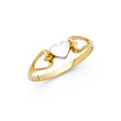 14K Two-Tone Gold Triple Heart Ring