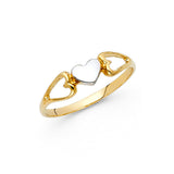14K Two-Tone Gold Triple Heart Ring