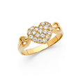 14K Yellow Gold Heart Cluster Ring on White Background