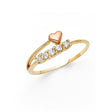 14K Tricolor Gold Heart Ring