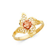 14K Tri-Color Gold Rose Blossom Filigree Ring