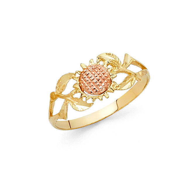 14K Two-Tone Gold Sunflower Ring