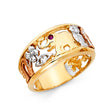 14K Tri-Color Gold Lucky Symbols Eternity Ring