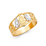 14K Two-Tone Gold Our Lady of Guadalupe and Praying Hands Ring