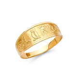 14K Yellow Gold Lucky Symbols Band Ring