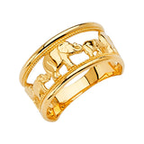 14K Yellow Gold Lucky Elephant Parade Ring