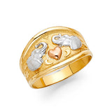 14K Tricolor Gold Swan Band Ring