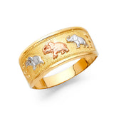 14K Tri-Color Gold Lucky Elephant Ring