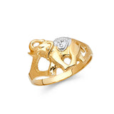14K Two-Tone Gold Fancy Elephant Ring