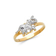 14K Two-Tone Gold Diamond-Cut Elephant Ring