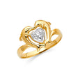 14K Two-Tone Gold Dolphin & Heart Ring