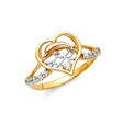 14K Tri-Color Gold Dolphin Heart Ring
