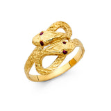 14K Yellow Gold Double Serpent Snake Ring