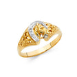 14K Two-Tone Gold Horse Head Horseshoe Ring