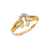 14K Two-Tone Gold Double Horseshoe Men’s Ring