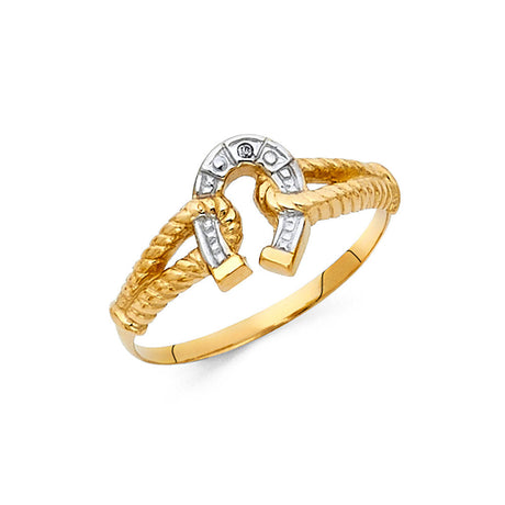 14K Two-Tone Gold Double Horseshoe Men’s Ring