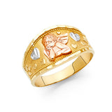 14K Tricolor Gold Angel Band Ring