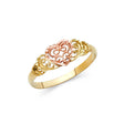14K Two-Tone Gold Filigree Scroll Heart Ring