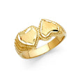 14K Yellow Gold Diamond-Cut Double Heart Band Ring