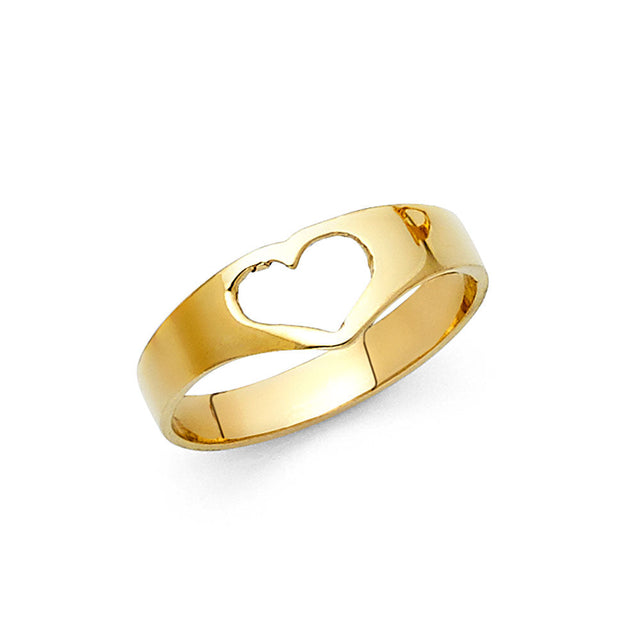 14K Yellow Gold Cut-Out Heart Band