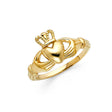 14K Yellow Gold Polished Claddagh Ring
