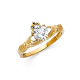 14K Yellow Gold Claddagh Heart Ring