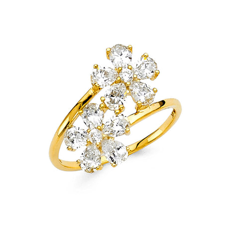 14K Yellow Gold Multi-Flower Ring