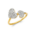 14K Two-Tone Gold Double Pavé Heart Ring